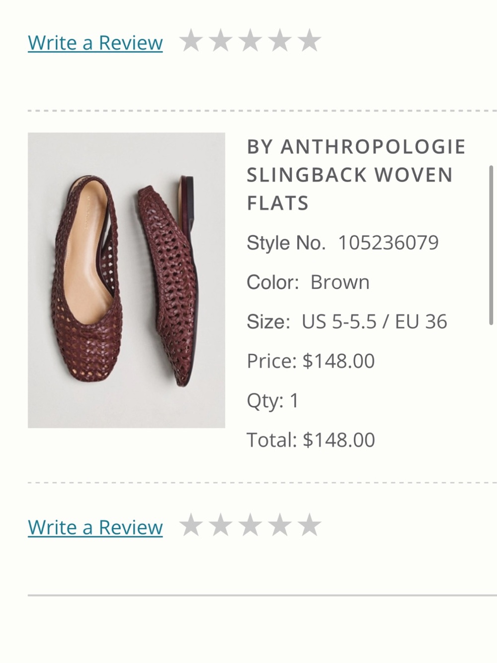 Anthropologie Woven Slingback Flats — Brown